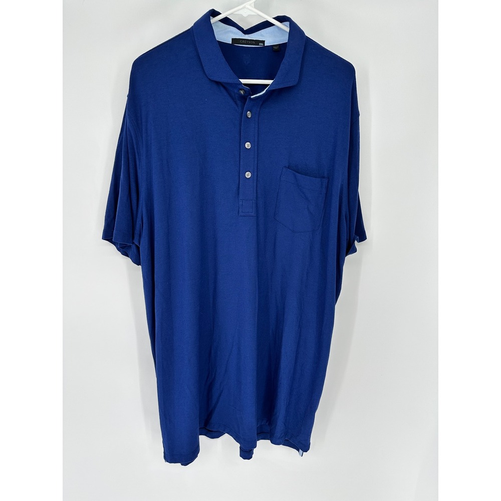 Greyson Men's Navy Short Sleeve Polo Shirt with Pocket Wolf Logo Size XXL